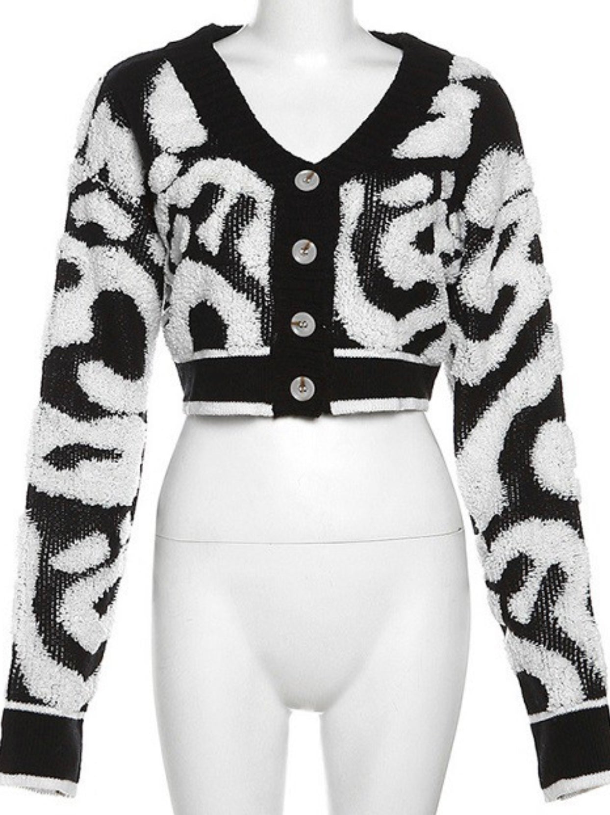 Black & White Cropped Sweater