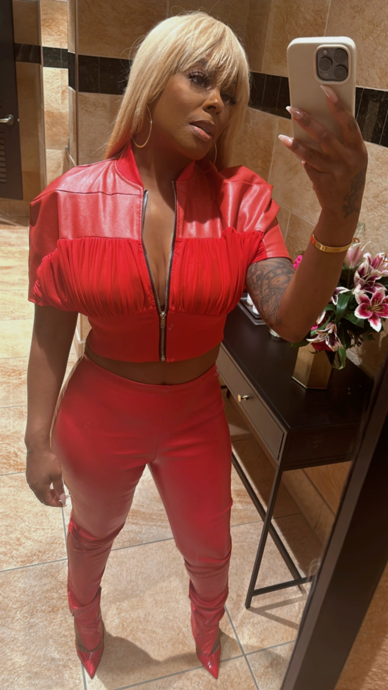 Red Leather Jacket/Top