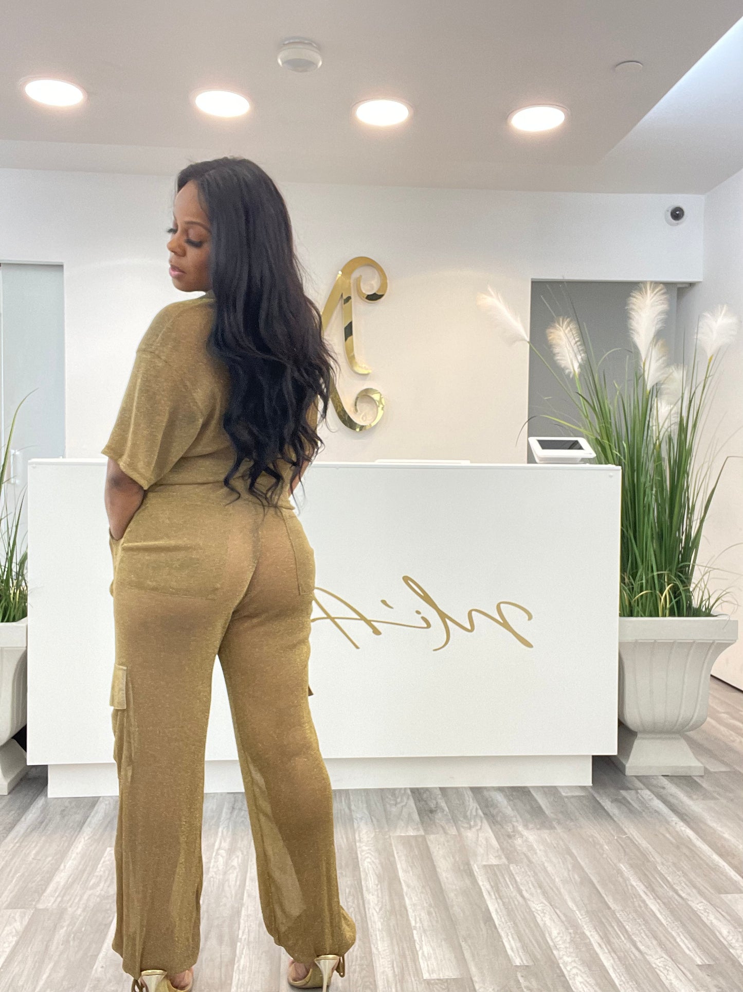 Golden Cargo Jogger Set