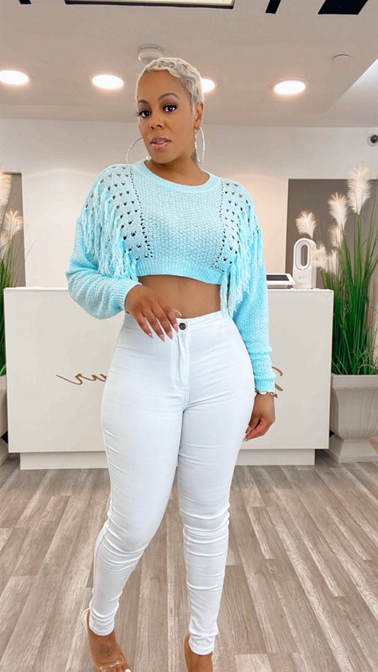 Sky Blue sweater crop top