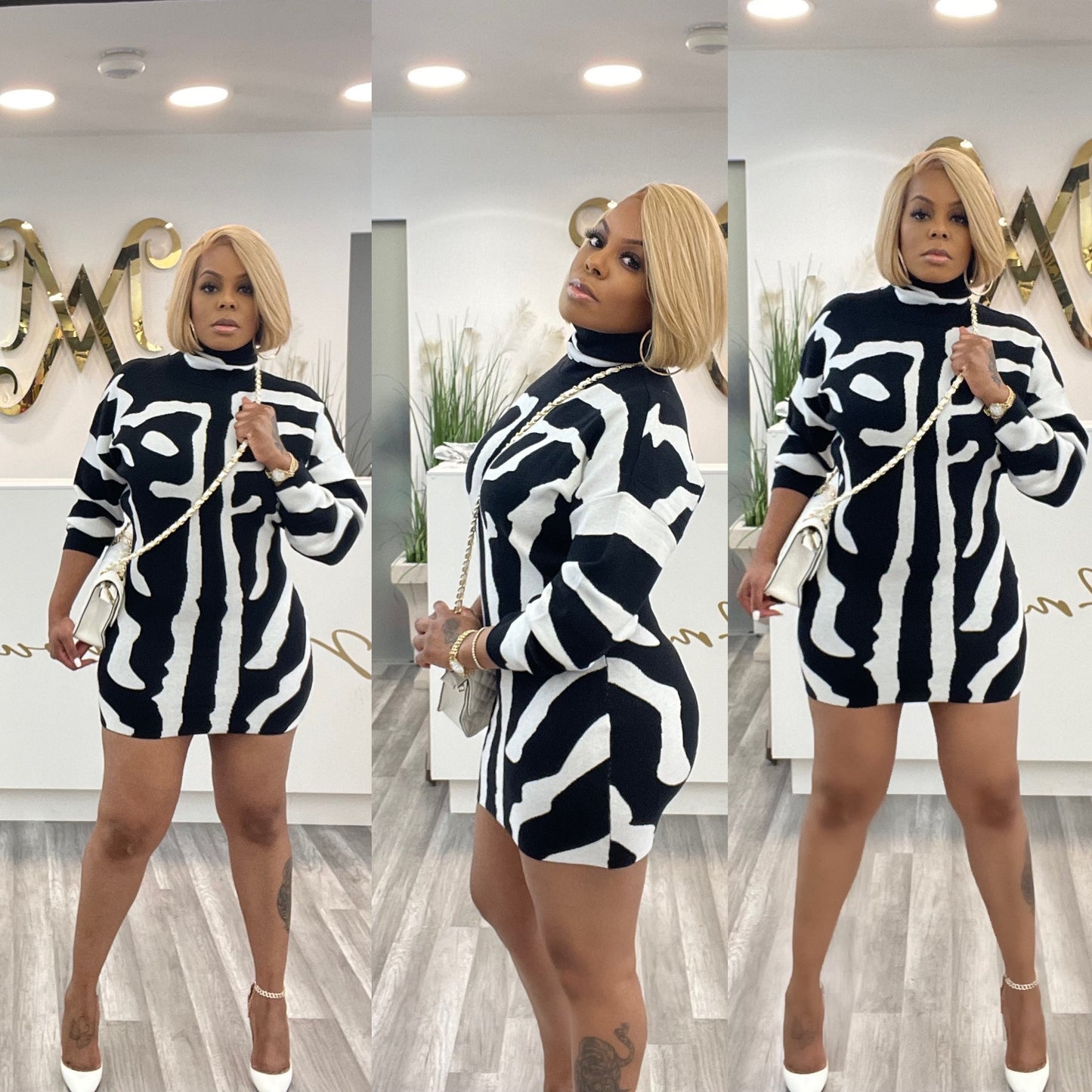 Abstract Sweater Dress
